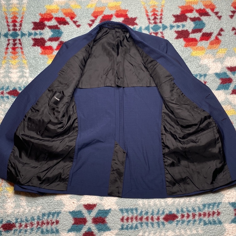 Theory Rodolf navy seersucker blazer - Picture 4 of 6